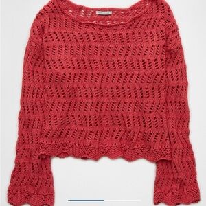 American eagle crochet sweater, bell sleeves. Red/salmon Size S